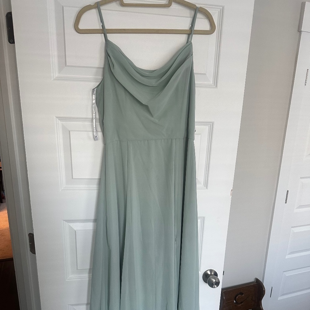 David’s Bridal Cowl Neck Chiffon Dress with Slit